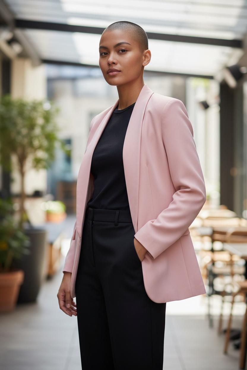 Blazer Femme Élégance Rose – Fabrication Italienne | Taille Unique | SD318